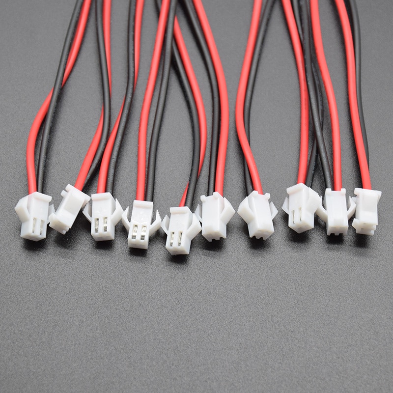 10 par /5 par hvide micro jst 2 pin han- og hunstik med ledningskabler længde 100mm