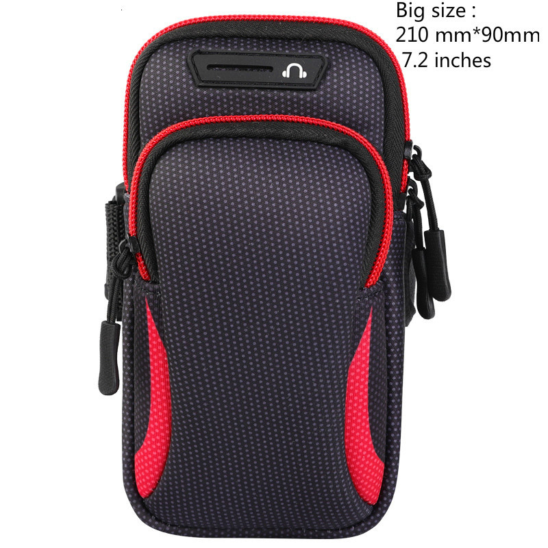 Wrist Arm Band Bag Universal for Mobile iPhone 13 with 6.5&quot; 7.2 inch Breathable Mesh Waterproof Sports Armband Phone Case: red7.2inch