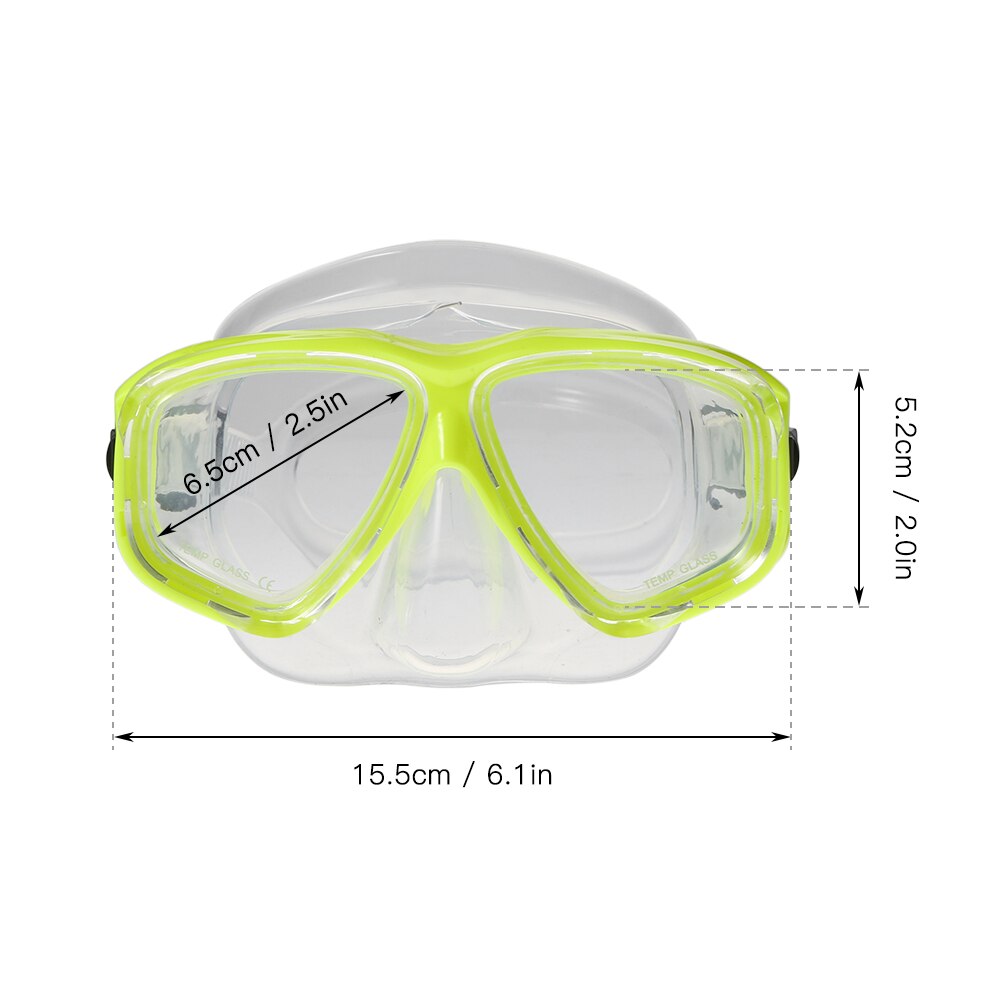 Zwembril Duiken Snorkelen Glas Duikbril Scuba Snorkel Watersport Apparatuur Gehard Gehard Glas: YELLOW