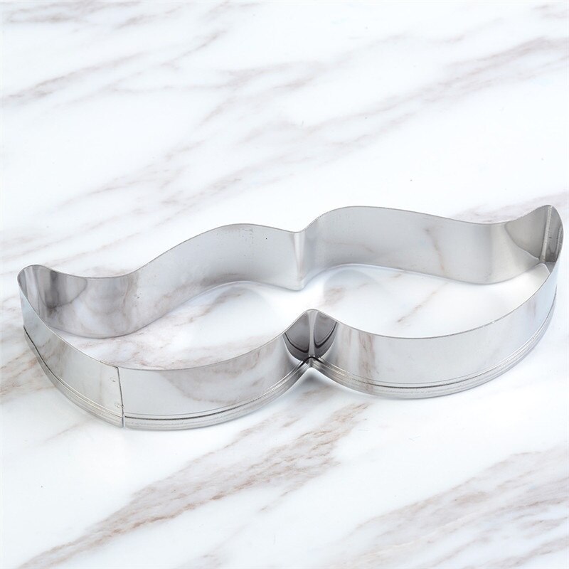 2PC Novelty Lovely Stainless Steel Cake Mould Beard Mustache shaped Cookie Cutt