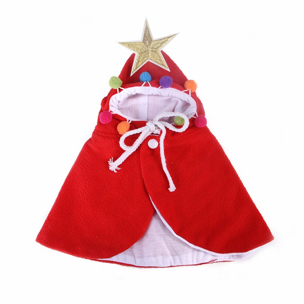Cape de noël à capuche pour chat, vêtement pour petit chat, carlin, animal de compagnie: red / S