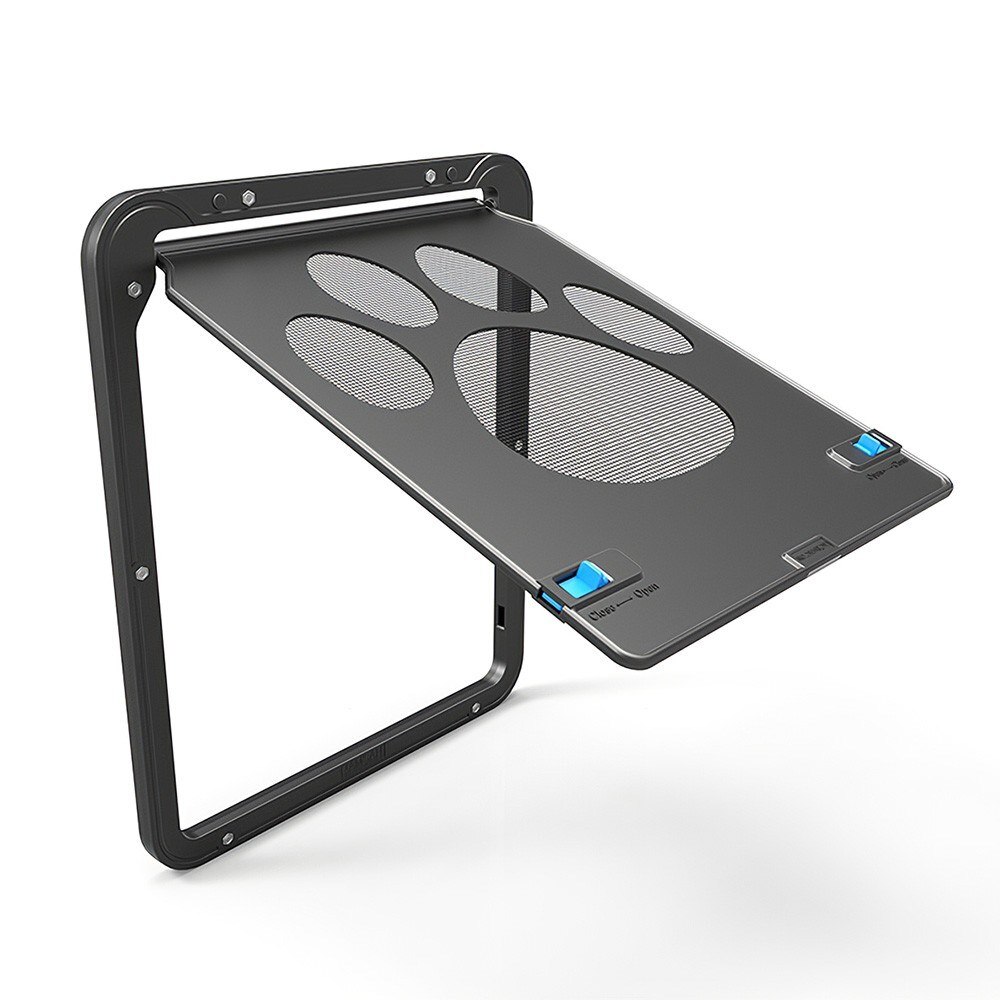 Pet Screen Door Magnetic Flap Screen Automatic Lockable Black Door for Small Cat Kitten Puppy H27001