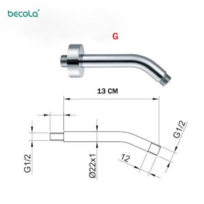 BECOLA Bathroom Copper Wall Shower Arm Dark Mounted Connecting Rod Sprinkler Shower Tube Brass Bracket/Ceiling Pipe Rod Tube: G