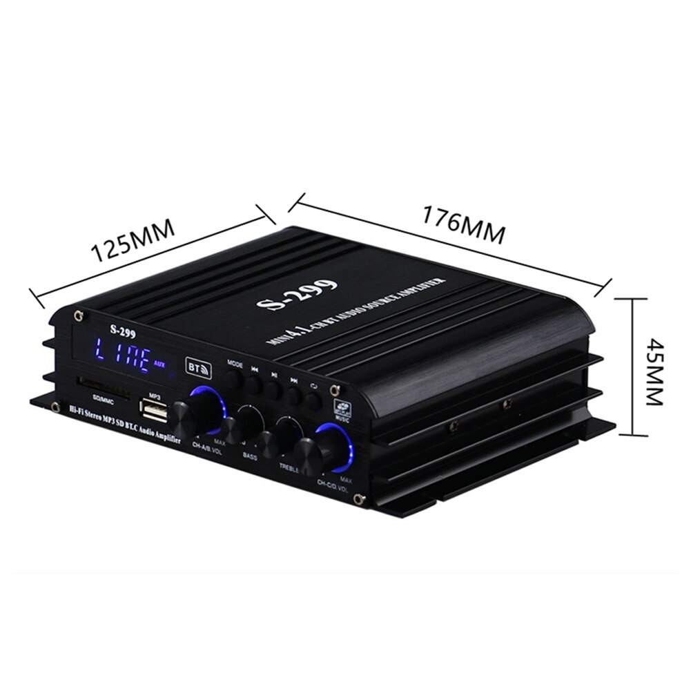 S-299 Mini 4.1 Audio Stereo Eindversterker Bt Draagbare Auto En Thuis Dual-Gebruik 4*40W Remote controle Audio Versterker