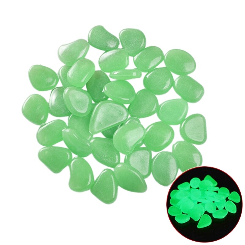 QX2E Luminous PebbIes 100 Pieces Luminous PebbIes Luminous Stone Aquarium Colourful Luminous PebbIe Walkway Decorations Stone: light green