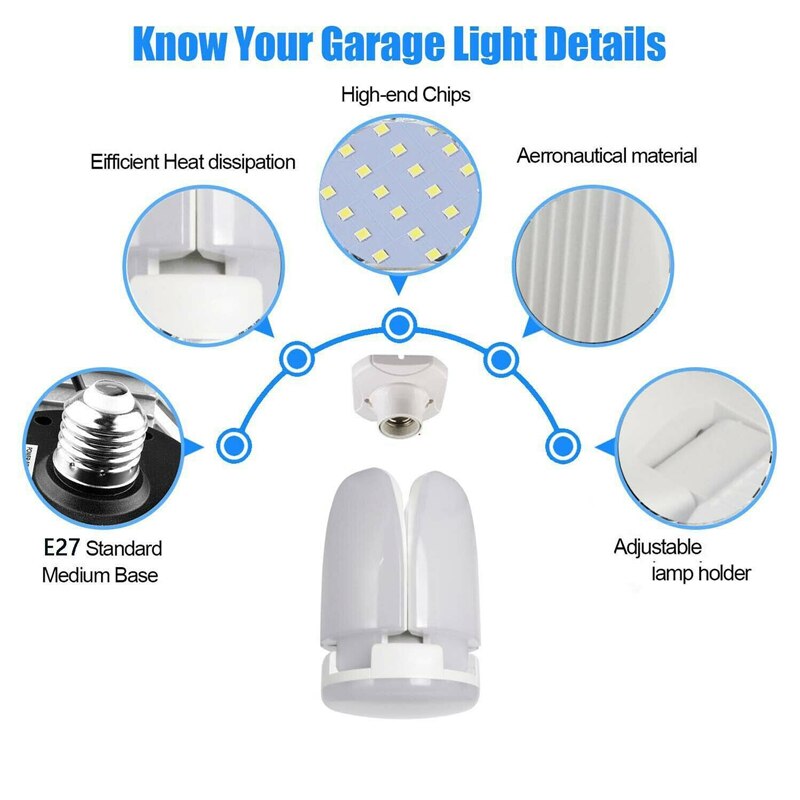 Autotallin valo 60w muotoutuva led-kattovalaisin ei välkkymistä  e26/27 led-lamppu led-lamppu led-autotallin valo varastokoneen lamppu