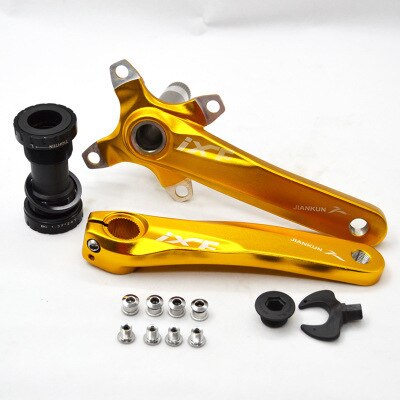Mountain Bike Crank Set with Central Axis Positive and Negative Tooth Mountain Bike Integrated Hollow Crank Bike Crank/Parts: YELLOW