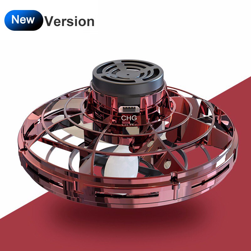 Yooap Mini Drone Led Ufo Soort Vliegende Helikopter Spinner Vingertop Upgrade Vlucht Gyro Drone Vliegtuigen Speelgoed Adult Kids: Red Version 2