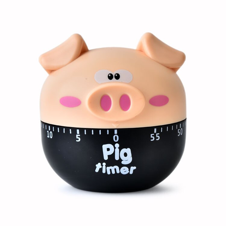 Cute Cartoon Pig Kitchen Mechanical Timer Manual Reminder Points Cooking Countdown 60 Mins Mechanical Timer Alarm: a