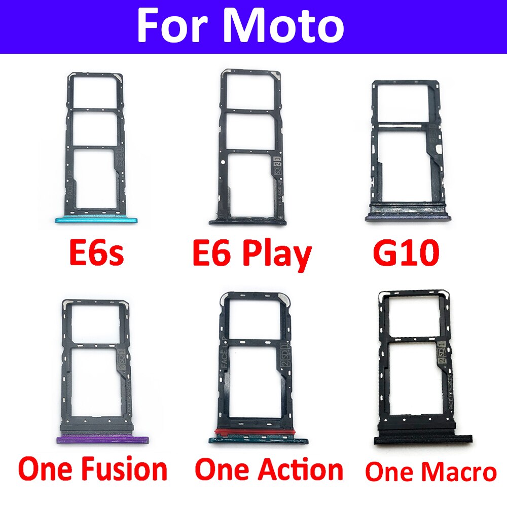 SiM Tray For Moto E6 Play E6S G10 One Action One Fusion Macro SIM Card Slot SD Card Tray Holder Adapter