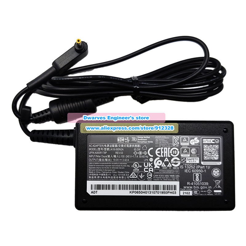 Zasilacz AC 65W 19V 3.42A 3.0x1.1mm do N19W2 N19H3 N20C5 N18Q13 SF314-57
