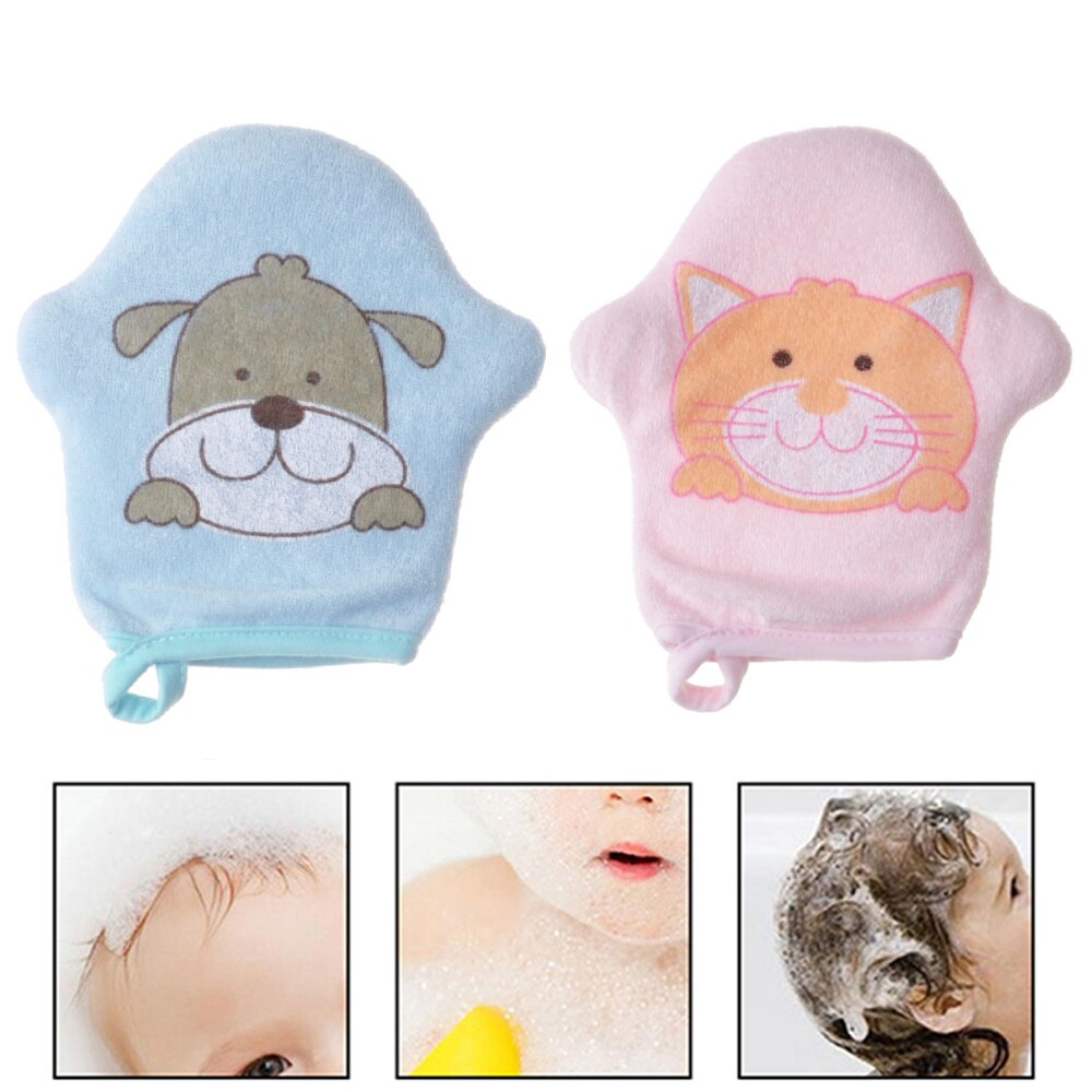 1pc baby badhandske svamp dusch borste för barn barn mjuk skrubb tecknad djur rub handduk