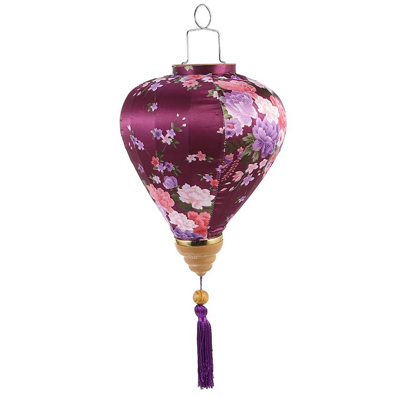 1pc blomstermønster lanterner vintage midten af efteråret retro silke lanterner vietnam lanterne til udendørs festfest: 1
