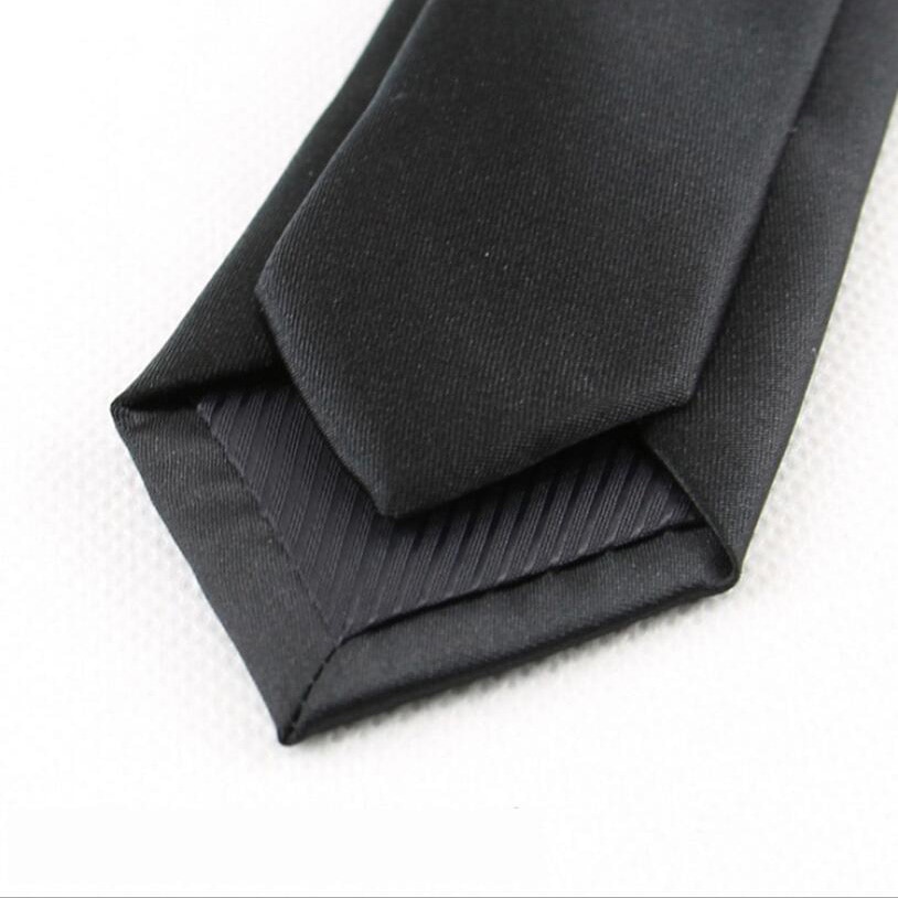 Skinny Black PU Leather Solid Necktie Neck Tie Wedding Party 58.3*1.96 in Men
