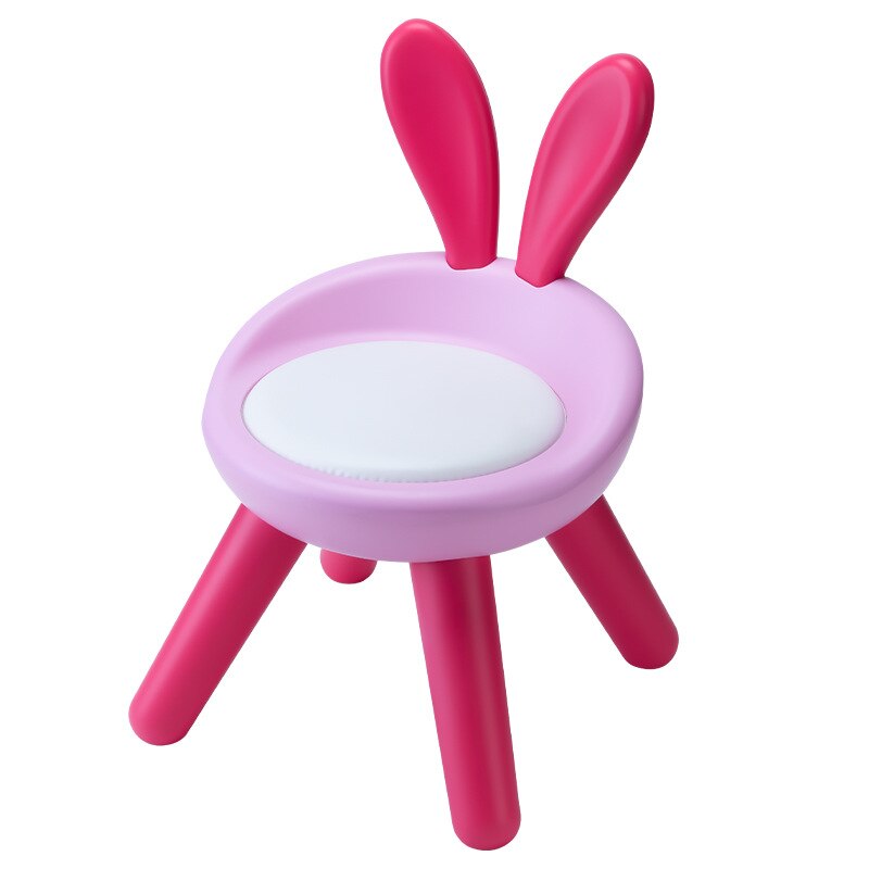 Plastic Step Stool with Back Support, Anti Slip 4- Foot Step Stool for Kids Toddler Child Cute Pet Rabbit Chair: Pink