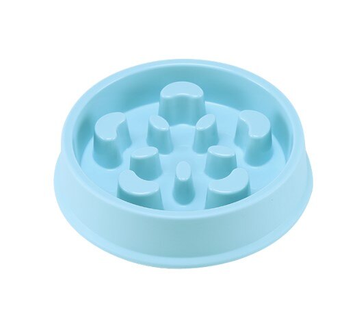Triangle Slow Eating Puppy Kitten Plastic Food Feeding Pet Avoid Choke Feeder: blue 3