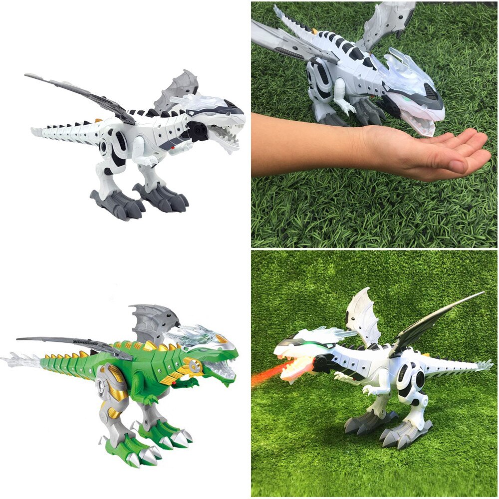 Dinosaurios De plástico para niños, figuras eléctricas De Dinosaurios De Juguete, modelo De dinosaurio, juguetes De pulverización De agua con respiración De fuego, L0718