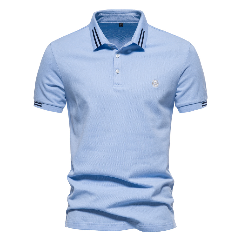 AIOPEON Brand 100% Cotton Men's Polo Shirts Casual Solid Color Short Sleeve Polo Shirts for Men Summer Desinger Clothing Men: M / Beige