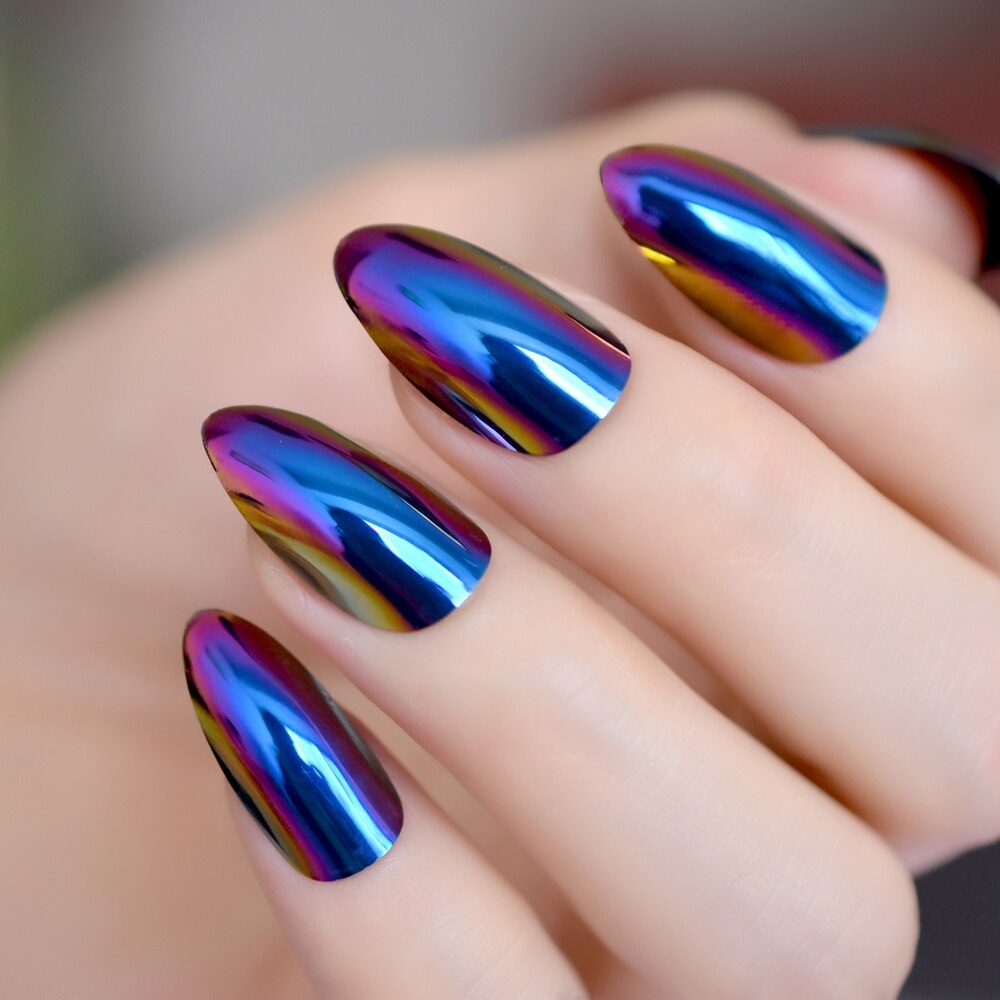 Zwart Ombre Franse Nagels Sharp Ending Acryl Nail Tips Glitter Gel Cover Gradiënt Wees Nagels Valse met Lijm Tabs