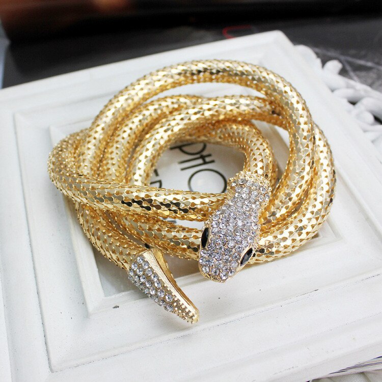 Punk Crystal Goud Zilver Snake Riem Voor Vrouwen Collier Femme Bijoux Snake Magneet Kettingen Vrouwen Choker Sieraden Accessoire: Golf Plated