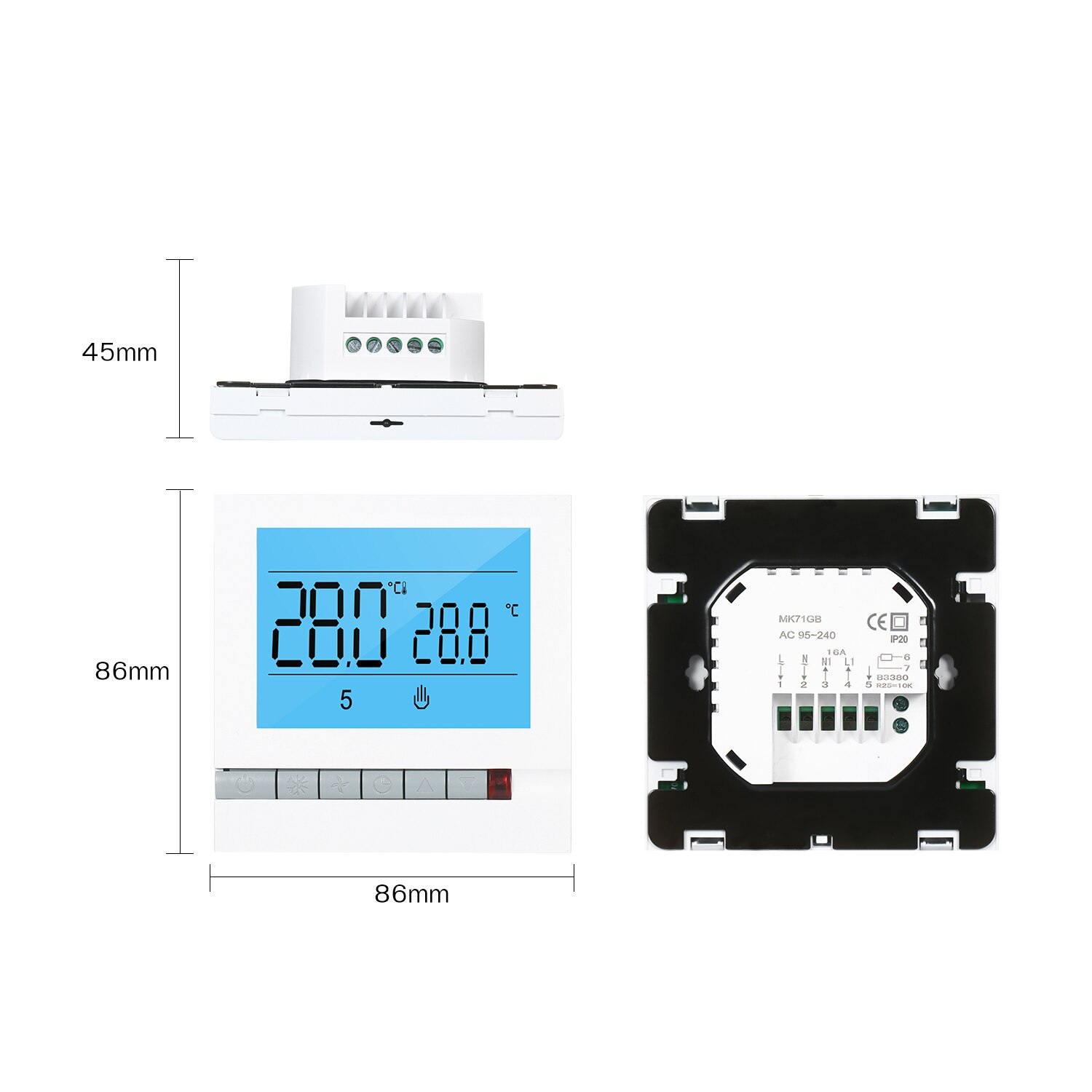 Programmable Smart Thermostat for Water Heating Large LCD Screen with Backlight Water Foor Heating Temprature Controller