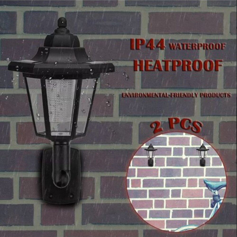 2x Solar Light Home Garden Door Solar Power LED Light Path Way Wall Landscape Mount Garden Fence Lamp Outdoor Night Light#5%