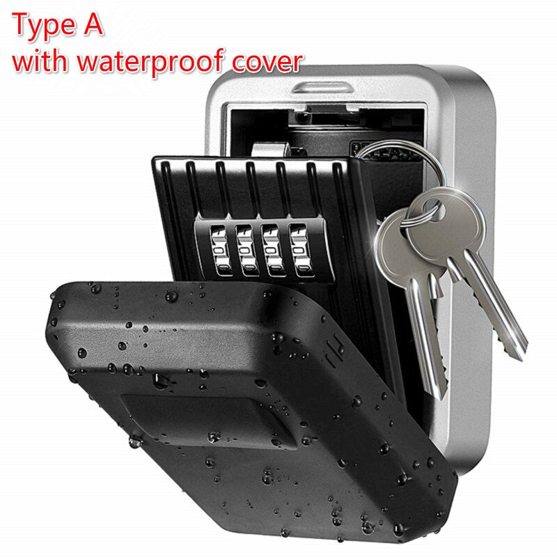 Key Lock Box Wandmontage Aluminiumlegering Sleutel Kluis Weerbestendig 4 Digit Combinatie Sleutel Opslag Lock Box Indoor Outdoor: Type A