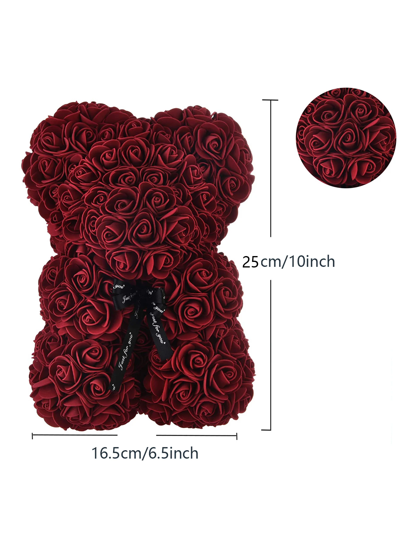 Ours en peluche Rose éternelle, fleur artificielle de 25m, 1 pièce, pour maman, fête des mères, anniversaire, saint-valentin, et décorations: Bleu