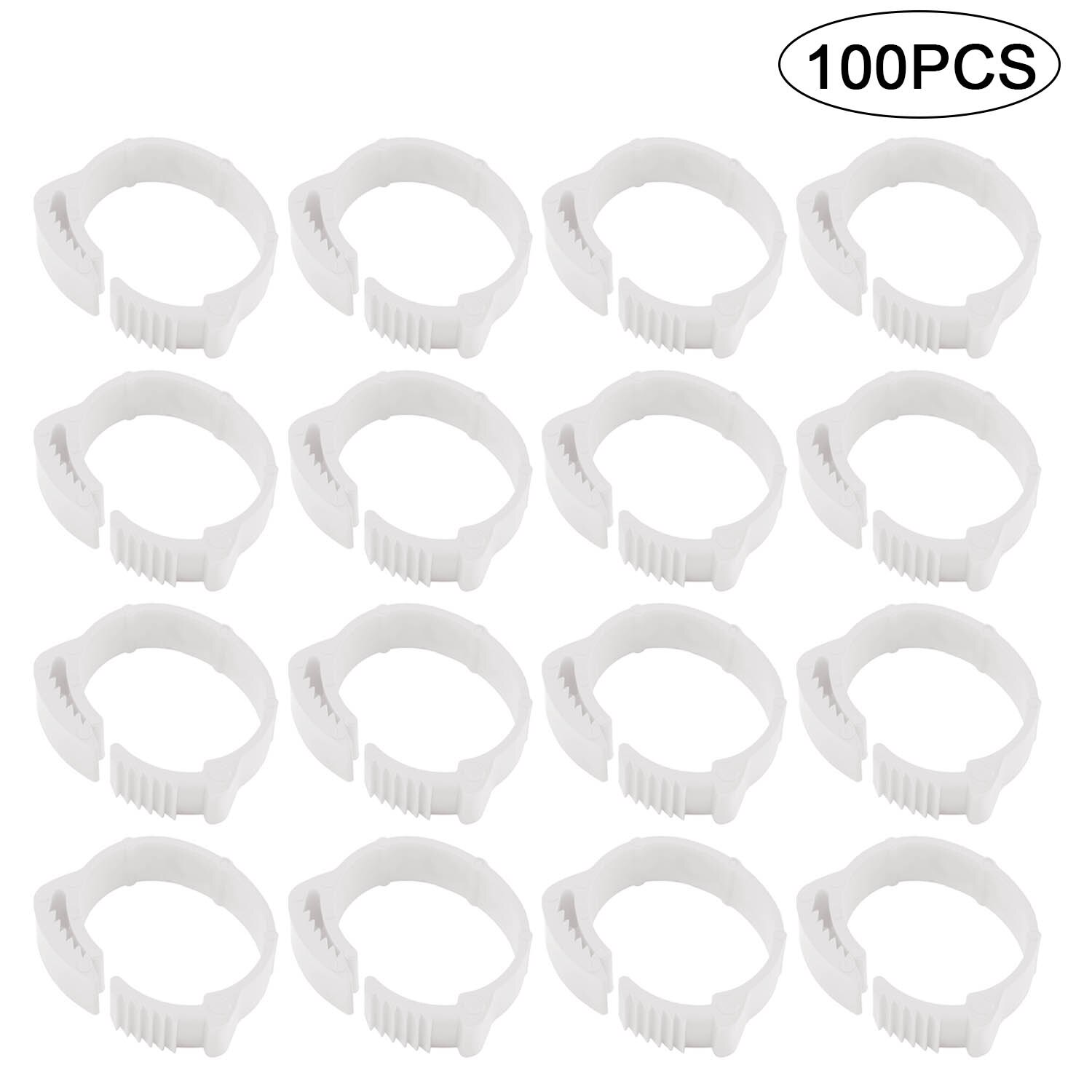 Behogar 100PCS Adjustable 001-100 Digital Poultry Chicken Foot Label Buckle Rings for Chicken Duck Pigeon Poultry Farm Supplies: White