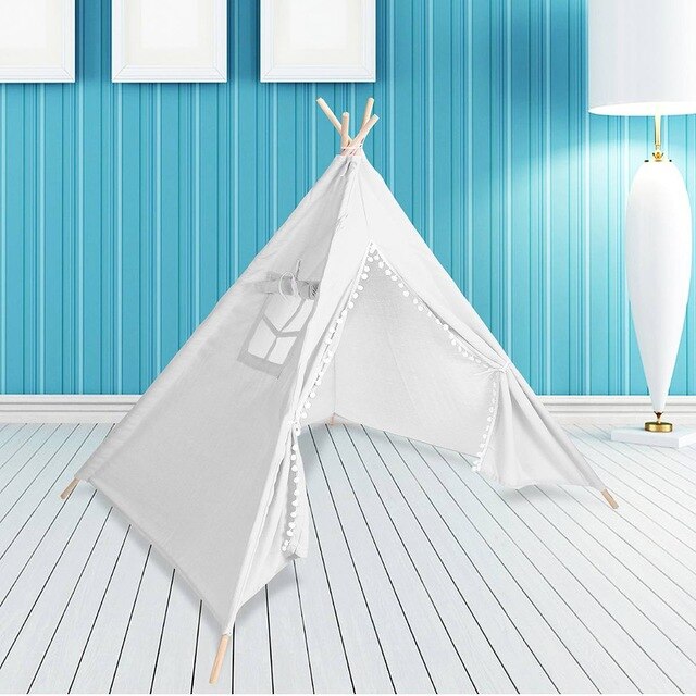 Tenda para crianças tenda tenda tenda para crianças portátil tipi infantil casa para crianças cabana crianças tendas decoração tapete luzes led: WHITE / 120x120x140cm