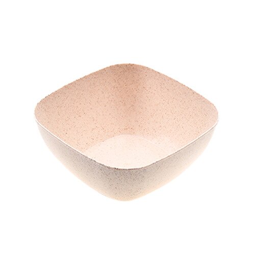 1Pcs Milieuvriendelijke Grote Vierkante Tarwe Stro Kom Vruchten Salade Noten Kommen Keuken Servies Soja Snack Container: Khaki