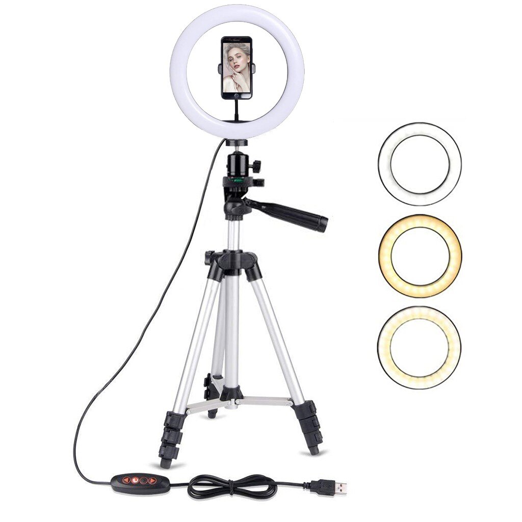 8IN LED SMD Ring Light Kit With Stand Dimmable 5500K For Camera Makeup Phone With Phone Holder Selfie Photo Video Photography