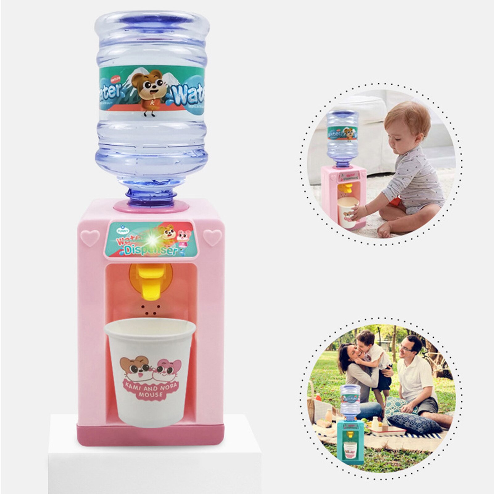 Mini søde simulering drikke vanddispenser med lys lyd børn leger legetøj til dukke tilbehør børn pædagogisk legetøj