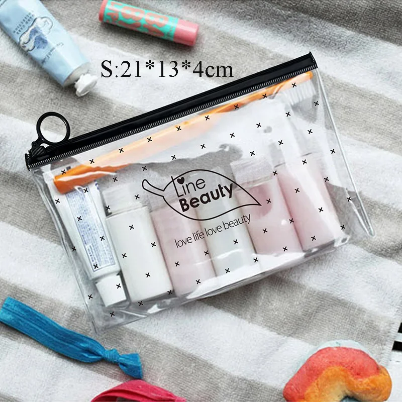 Travel Cosmetic Bags PVC Waterproof Transparent Women Portable Make Up Bag Toiletry Organizer Storage Makeup Bag Wash Pouch: Gold