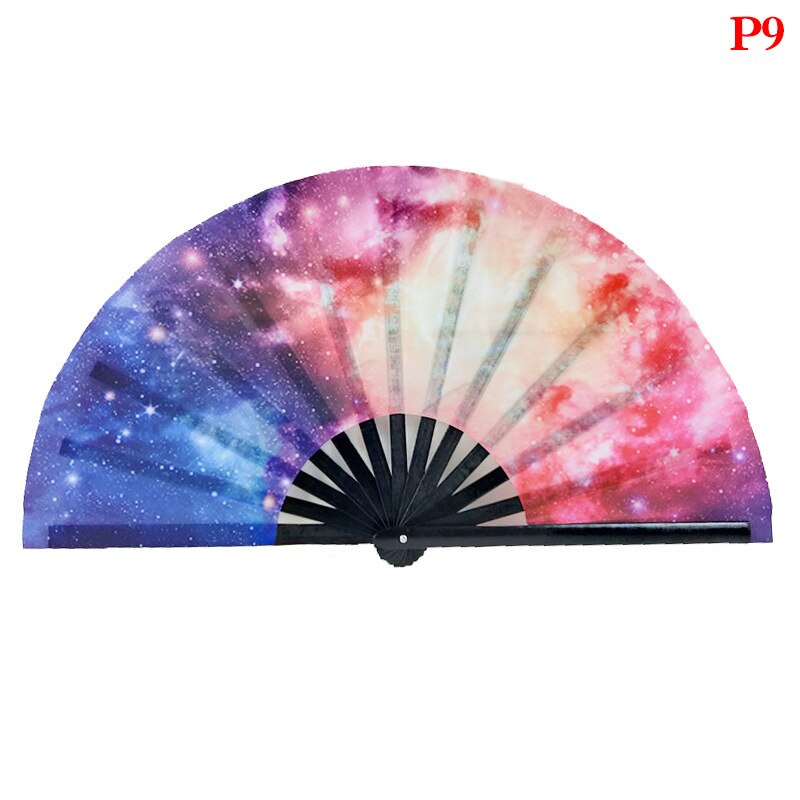 1pc Large Folding Hand Fan Fold Dot Rainbow Print Festival Handheld Fan 33cm Large Folding Hand Fan Handheld Fan For: P9