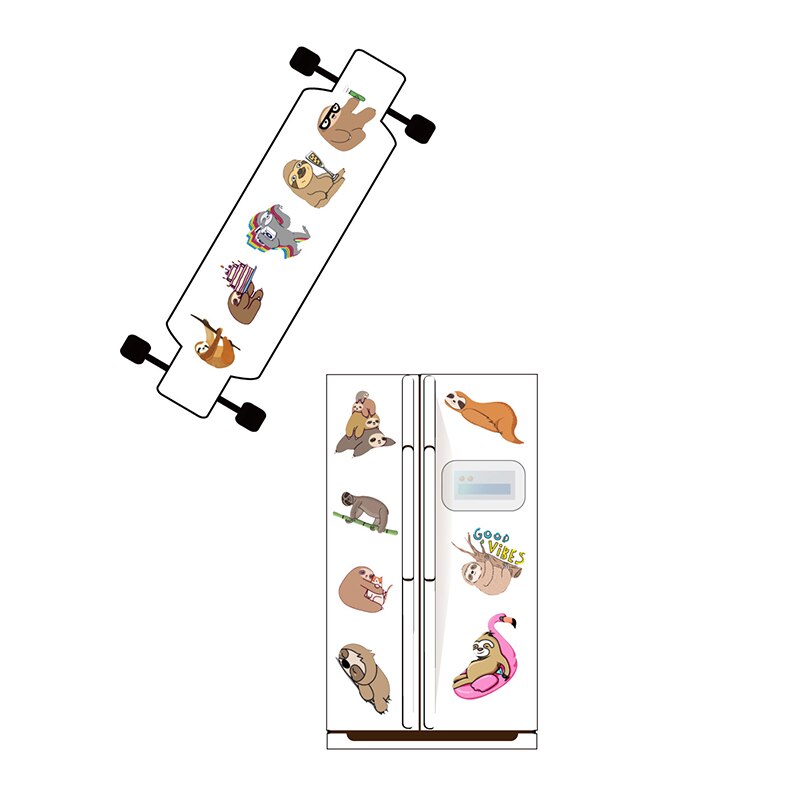 50Pcs Cute Sloth Animal Laptop Stickers Relax Life Funny Text Cartoon Waterproof Stickers For Kids DIY Guitar Fridge PC Decal