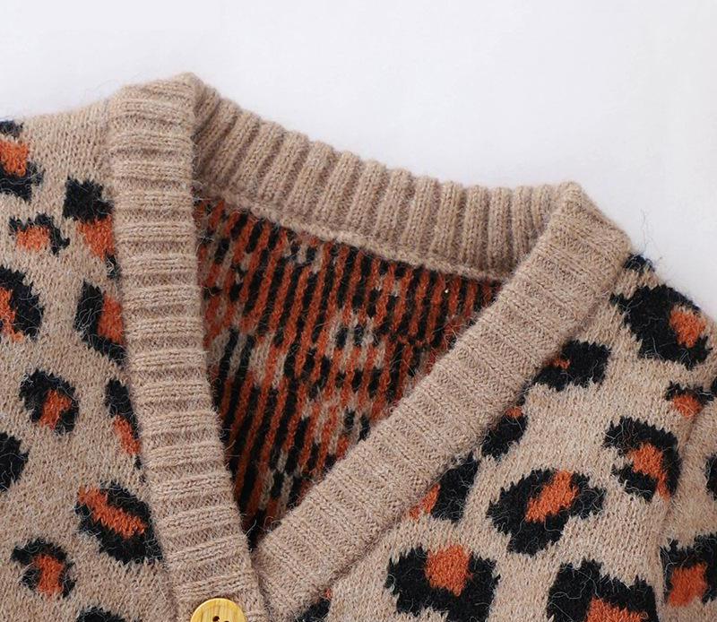 0-24M Del bambino Del bambino Della Ragazza del Ragazzo Vestiti di Inverno Caldo Lavorato A Maglia cardigan Maglione A Manica Lunga Leopardo Maglieria Carino Dolce abiti