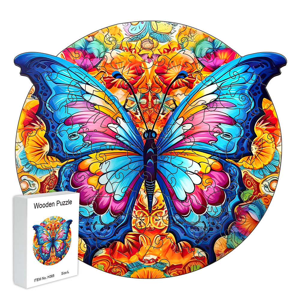 Wooden puzzle Butterfly box Beautiful for Thanksgiving irregularly shaped animal puzzle for adults to decompress: green