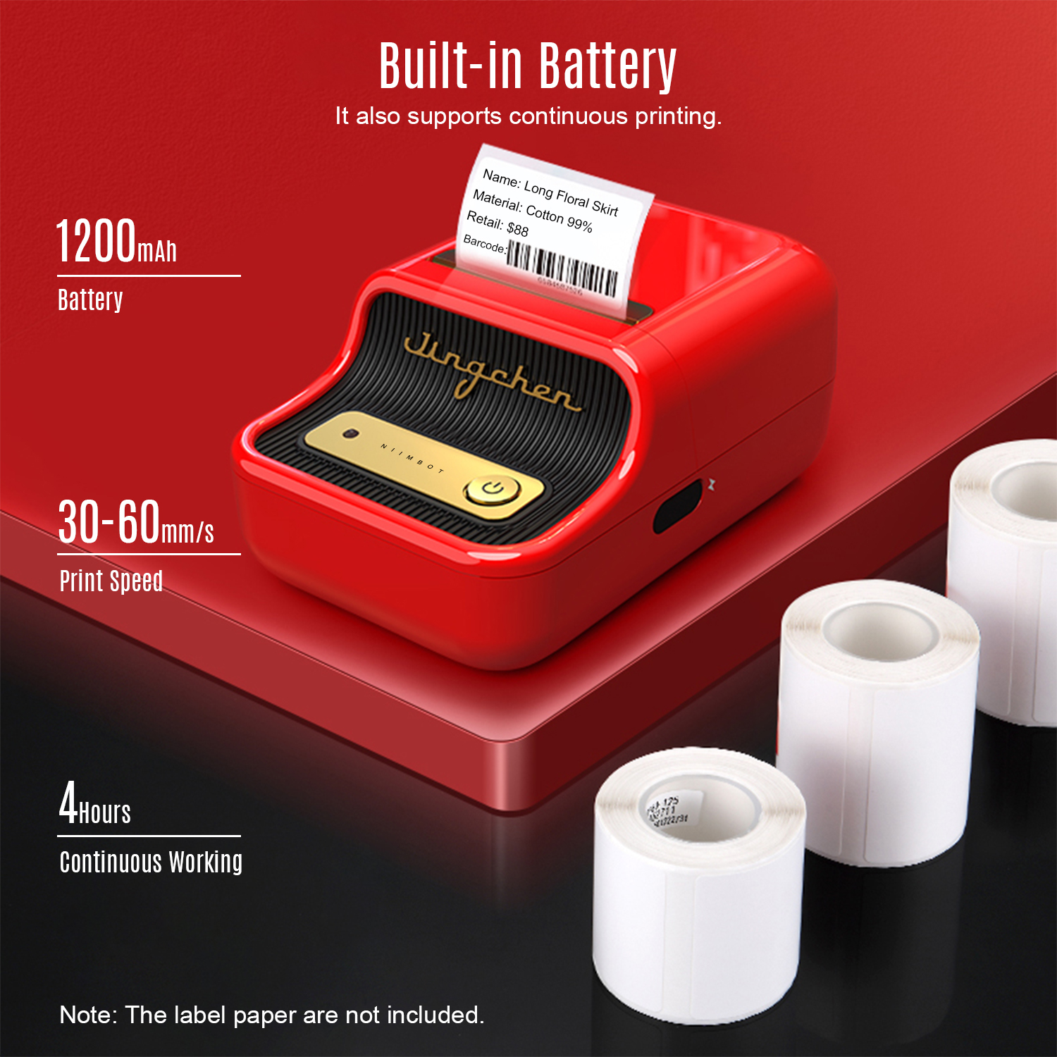 NIIMBOT – imprimante d'étiquettes B21 Portable sans fil, connexion BT, largeur d'étiquettes 20-50mm, étiquettes autocollantes thermiques, reconnaissance RFID