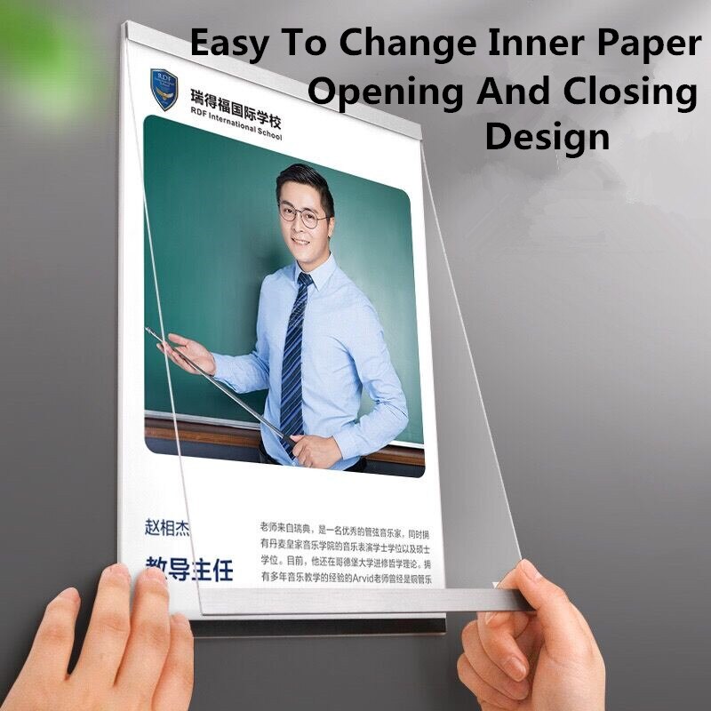 A3 Clear Acryl Muurbevestiging Teken Houder Label Display Frame Zelfklevende Magnetische Foto Poster Frame