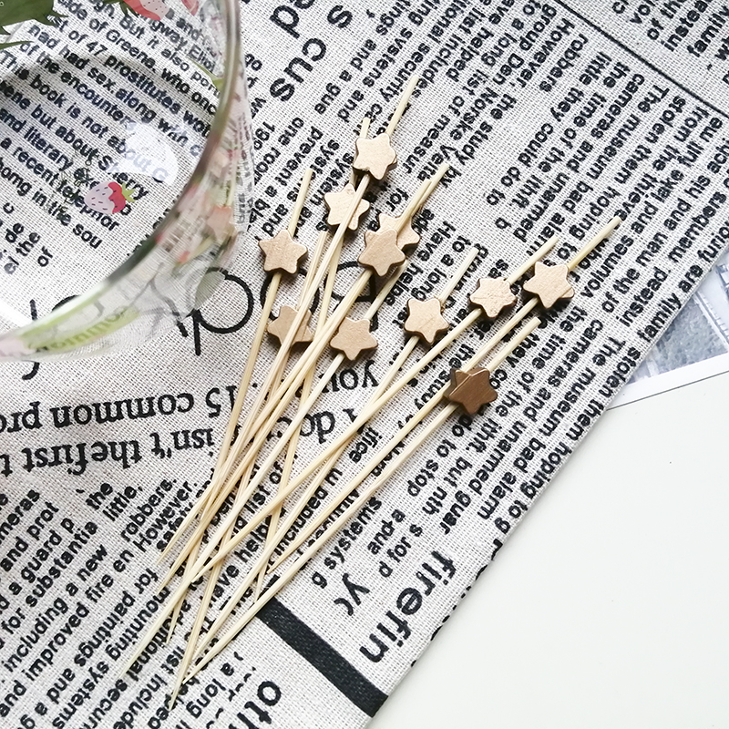 100pz stuzzicadenti decorativi a forma di stella Bastoncini di bambù per cocktail Bastoncini di frutta usa e getta 12cm Decorazione colorata per buffet di cibo Decorazione da tavola per feste