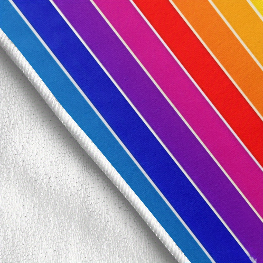 1pc schnelltrocknende strandtücher mit regenbogenstreifen, , 2d bedruckte polyestertücher, ganzjährig, unisex, geeignet für Strand/Camping/surfen, strandmatte