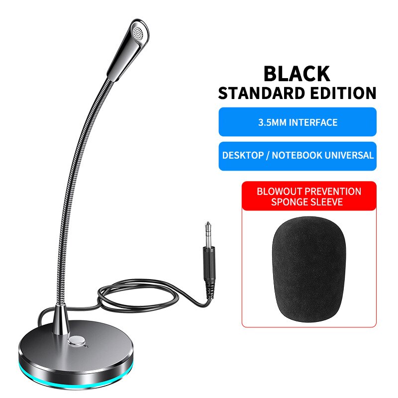 360°Adjustable USB Laptop Microphone Mini Studio Speech Microphone Stand Mic With Holder For Desktop PC Laptop Notebook Desktop: Standard version 01