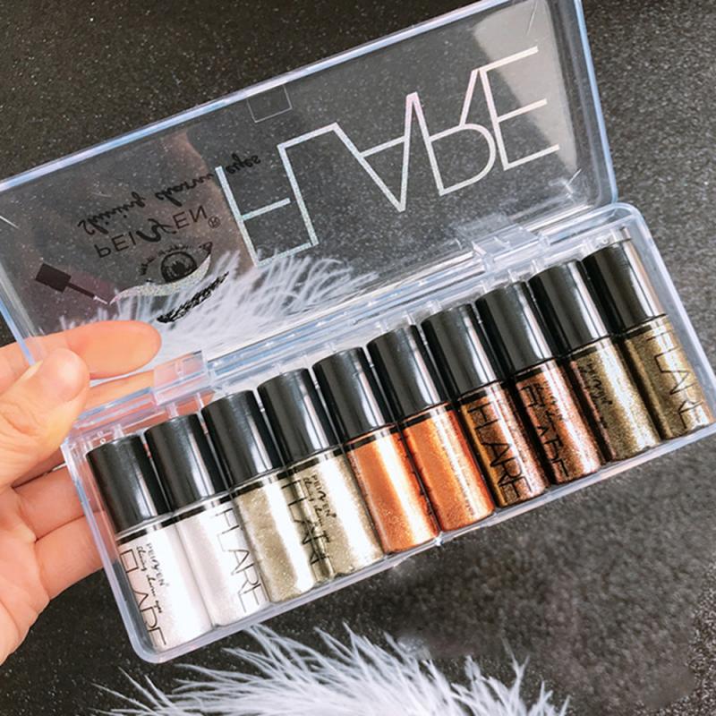Pärlemorfärgad makeup flytande ögonskugga glitter ögonskugga vattenfast flytande ögonskugga skimmer ögonmakeup slät borsthuvud tslm 1