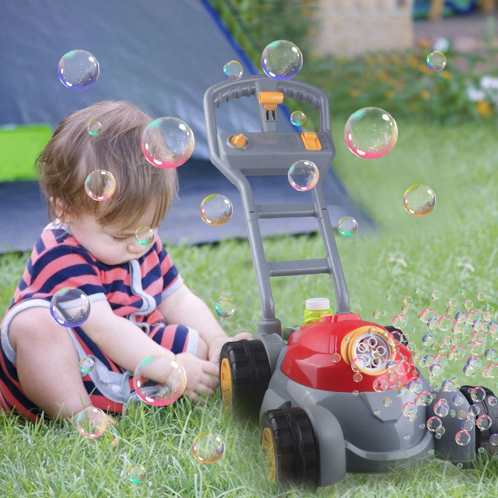 Bubble Machine Speelgoed Voor Jongens Meisjes, Bubble Grasmaaier Met Bubble Oplossing 100Ml