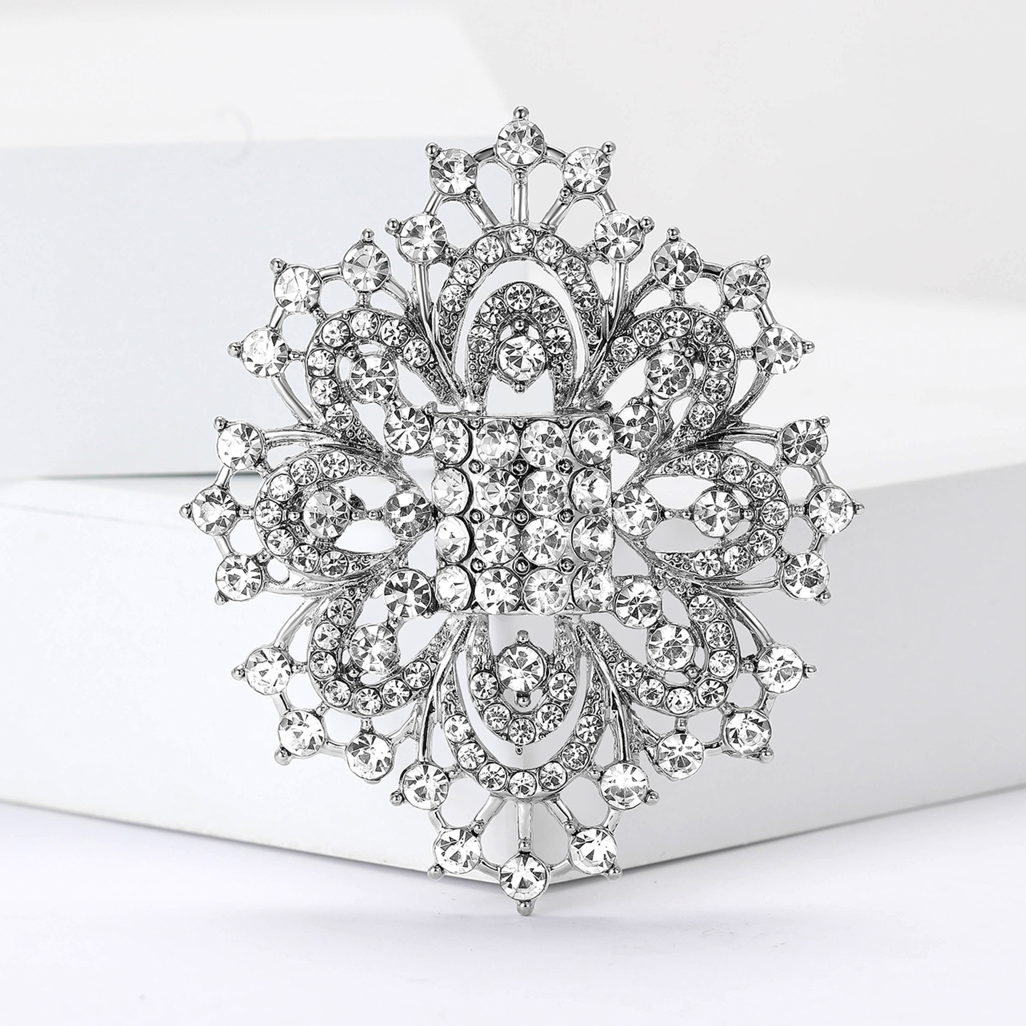 Bryllup brudekjole rhinestone blomsterbrosjer til kvinner blomsternåler kontor fest venn smykker tilbehør: Antikk bronse belagt