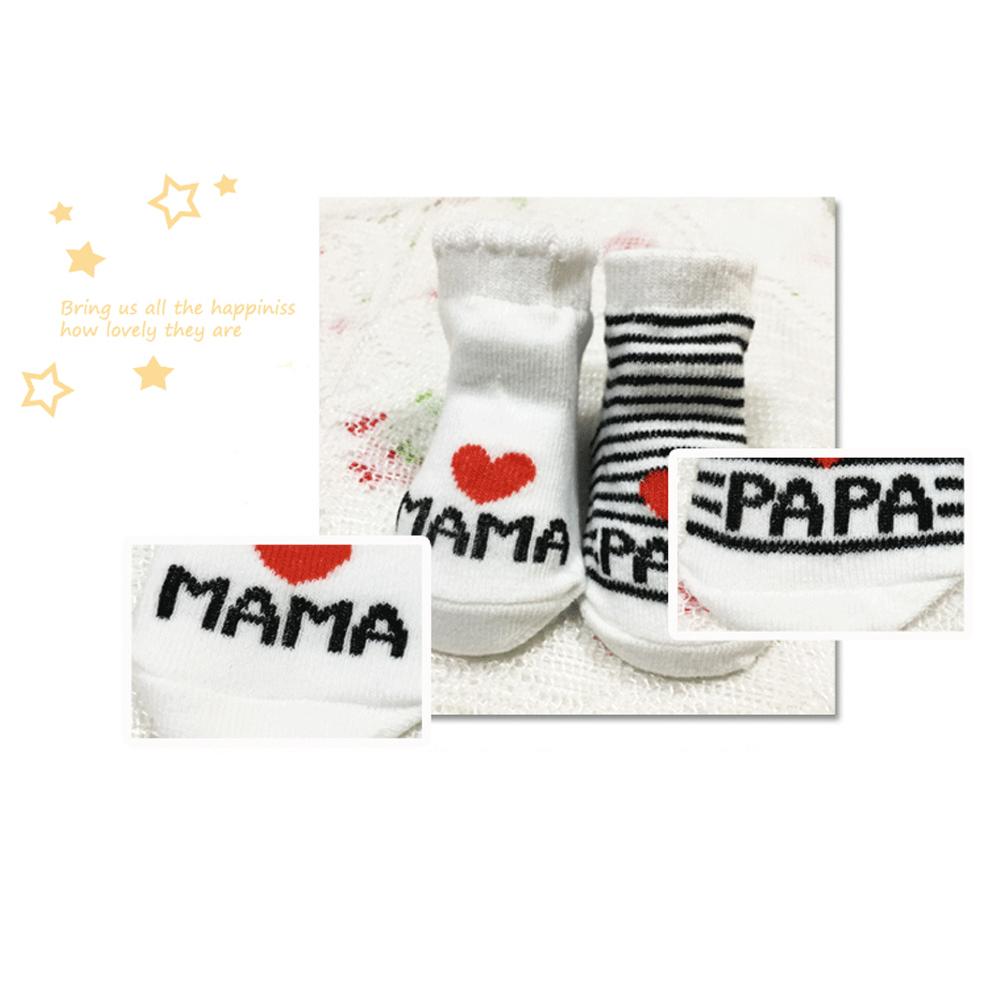 Cute Infant Baby Girl Boy Soft Warm Cotton Love Mama/Papa Letters Socks
