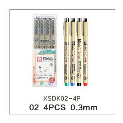 0.2mm-1mm sakura skitse farver mikron pen overlegen markører pen sæt fin liner pigma til tegning manga arkitektoniske kunstforsyninger: 02 (0.3mm) 4 stk