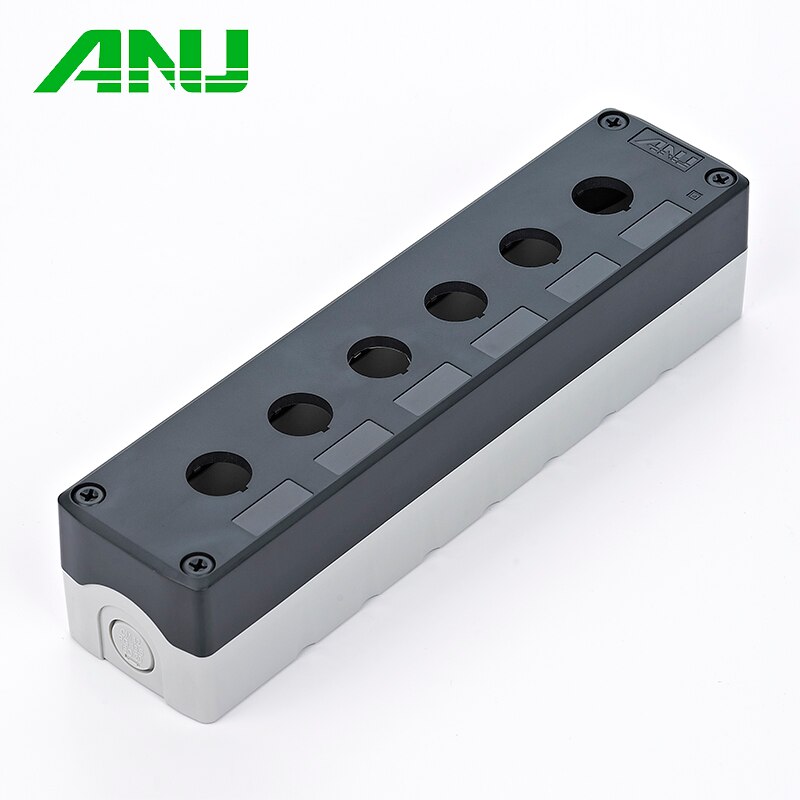 Waterproof PC+ABS 6 Hole Control Box Yellow/Gray IP66 Push Button Switch Box Suit For Emergency Stop Indicator