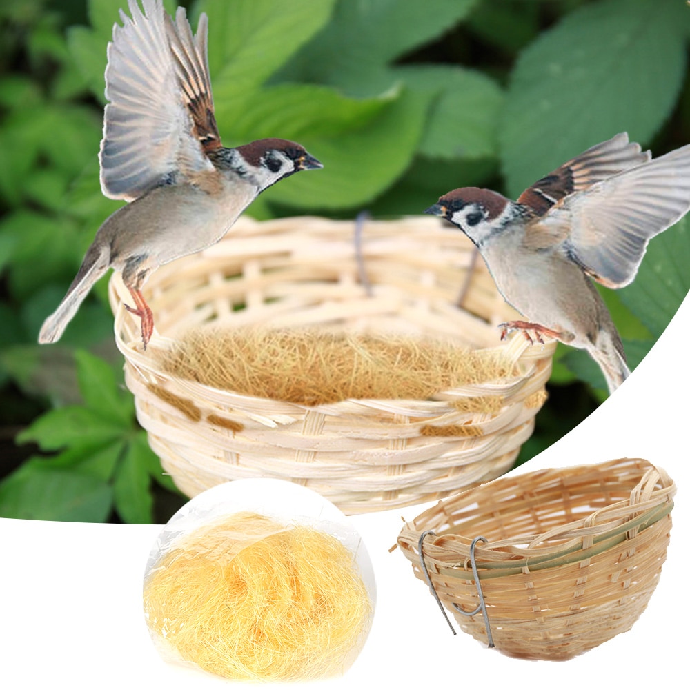 Nesting Material Pet Bird Nest Bird Nest Anaries Finches Nest Filled Bird Tool Accessories